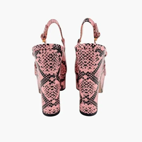 Gucci Baby 120 Horsebit Platform Pumps EU 38.5 US 8.5 Pink Python Slingback Heel - Picture 8 of 13